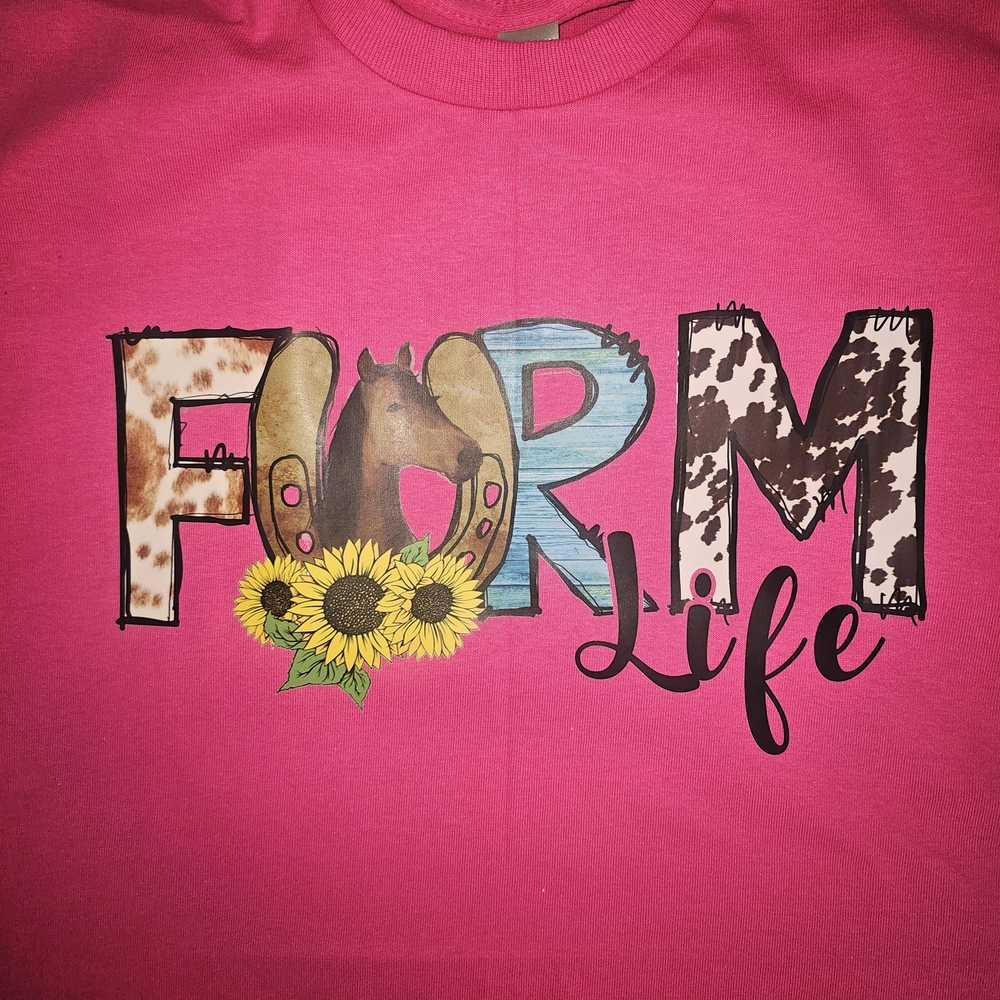 Womens "Farm Life" Graphic Tee - Pink